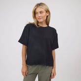 Perfect Oversized Ribbed Tee, Black
