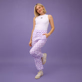 Disney Audrey Wide Leg Pants, Purple Check