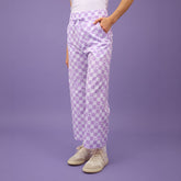Disney Audrey Wide Leg Pants, Purple Check