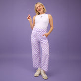 Disney Audrey Wide Leg Pants, Purple Check