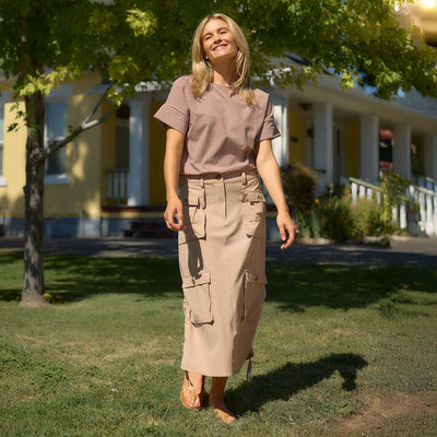 Boss Tee, Toffee Gingham