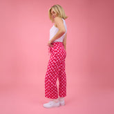 Disney Audrey Wide Leg Pants, Magenta Check