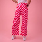 Disney Audrey Wide Leg Pants, Magenta Check