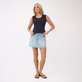 Cotton Rib Scoop Tank, Black