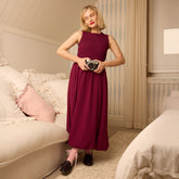 Vienna Bubble Dress, Burgundy Gingham