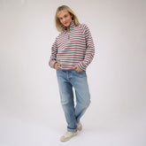 Oxford Fleece Zip-Up, Grey Stripe