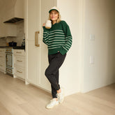 Alpine Knit Sweater, Green Stripe