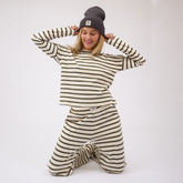 Striped Sweater, Olive and Cream