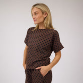 Boss Tee, Black/Brown Polka Dot