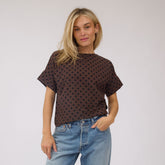 Boss Tee, Black/Brown Polka Dot