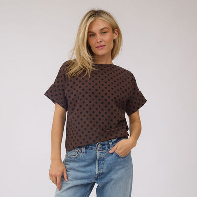 Boss Tee, Black/Brown Polka Dot