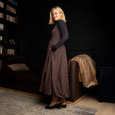 Vienna Bubble Dress, Black/Brown Polka Dot