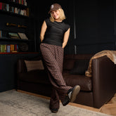 Slip On Trouser, Black/Brown Polka Dot
