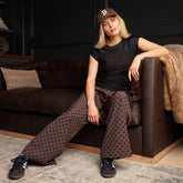 Slip On Trouser, Black/Brown Polka Dot
