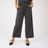 Audrey Mid Rise Wide Leg Pants, Olive Gingham