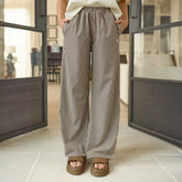 Slip On Trouser, Cream Cocoa Stripe
