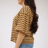 Perfect Oversized Tee, Brown Stripe