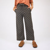 Audrey Wide Leg Pants, Olive Check