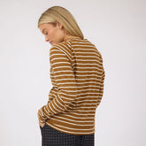 Riley Long Sleeve Stripe Tee, Brown/Ivory
