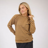 Riley Long Sleeve Stripe Tee, Brown/Ivory