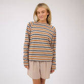Riley Long Sleeve Stripe Tee, Navy/Rust