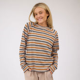 Riley Long Sleeve Stripe Tee, Navy/Rust