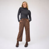 Audrey Mid Rise Wide Leg Pants, Brown/Black Windowpane