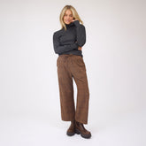 Audrey Mid Rise Wide Leg Pants, Brown/Black Windowpane