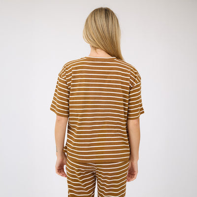 Perfect Oversized Tee, Brown Stripe