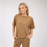 Perfect Oversized Tee, Brown Stripe