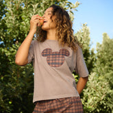 Disney Mickey Plaid Oversized Tee, Brown