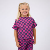 Mini Boss Tee, Purple/Pink Check