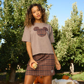 Disney Mickey Plaid Oversized Tee, Brown