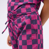 Mini Audrey Wide Leg Pants, Purple/Pink Check