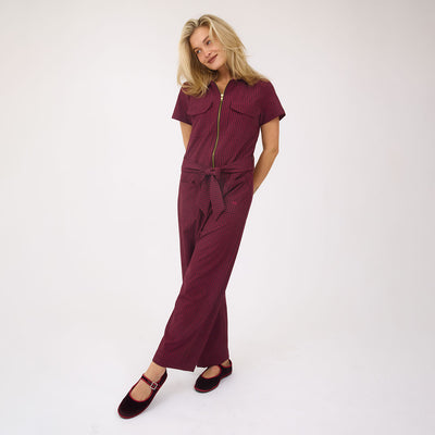 City Jumpsuit, Burgundy Gingham