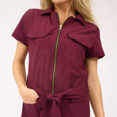 City Jumpsuit, Burgundy Gingham