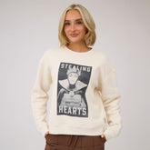 Disney Stealing Hearts Crew Sweatshirt, Natural