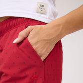 Audrey Mid Rise Wide Leg Pants, Red Polka Dot