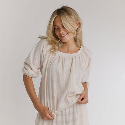 Peasant Top 3/4 Sleeve, White