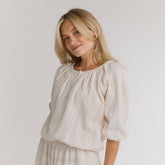 Peasant Top 3/4 Sleeve, White