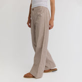 Striped Button Trouser, Brown and White Stripe