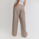 Striped Button Trouser, Brown and White Stripe