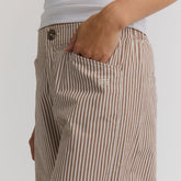 Striped Button Trouser, Brown and White Stripe