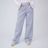 Striped Button Trouser, Blue