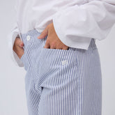 Striped Button Trouser, Blue
