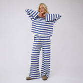Slip On Jersey Trouser, Royal/White Stripe
