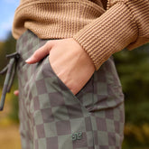 Audrey Wide Leg Pants, Olive Check