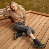 Audrey Wide Leg Pants, Olive Check