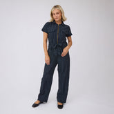 City Jumpsuit, Navy Pinstripe