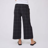 Audrey Mid Rise Wide Leg Pants, Black Windowpane